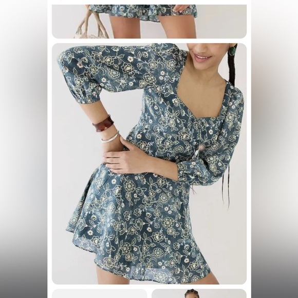 J. Crew Vintage Vines Green Sweetheart Floral Mini Dress - 8 - Picture 2 of 4